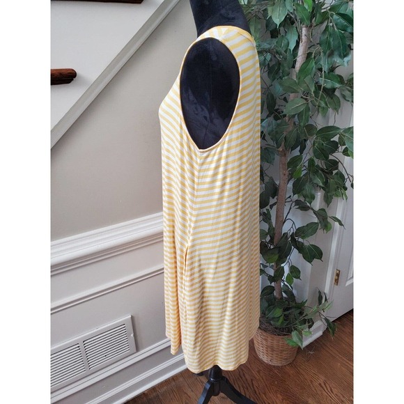 Time And Tru Yellow White Striped Round Neck Sleeveless Knee Length Dress XL - Picture 6 of 13
